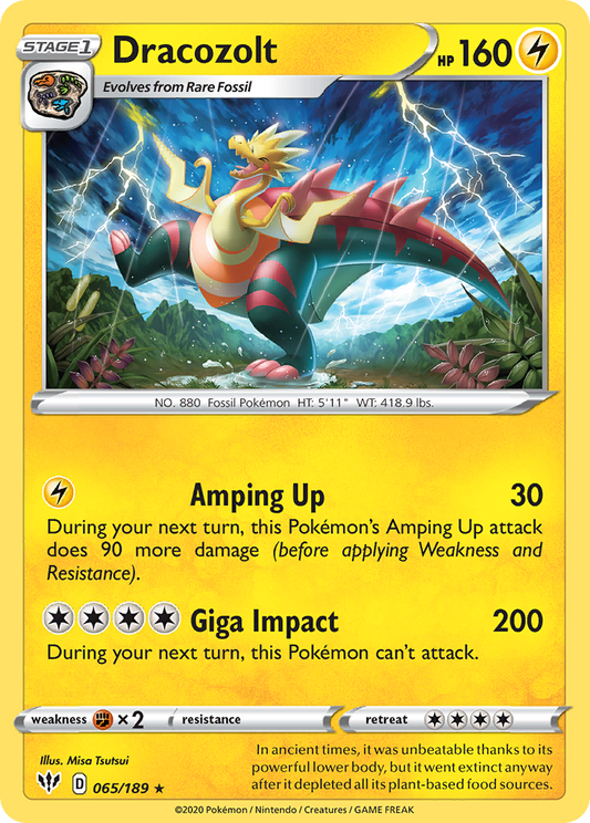 Dracozolt 65/189 Rare | Darkness Ablaze | Pokemon Card