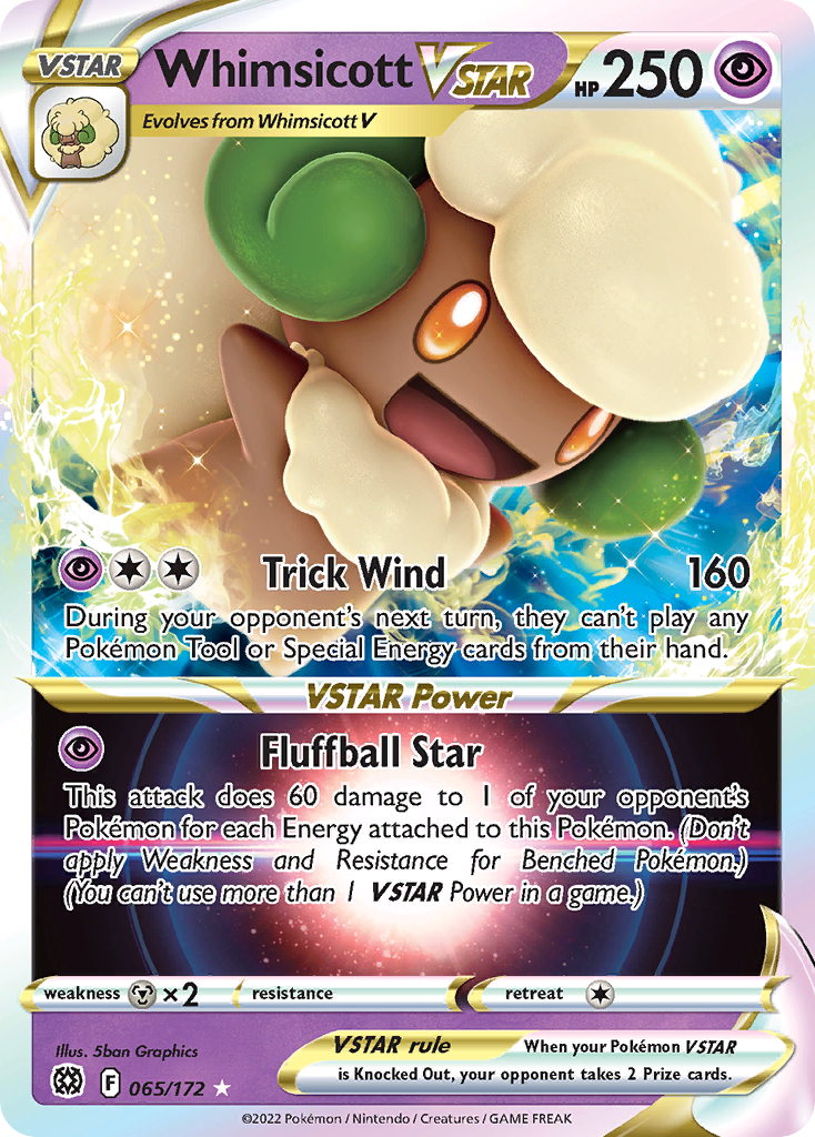 Whimsicott VSTAR 65/172 Rare Holo VSTAR | Brilliant Stars | Pokemon Card