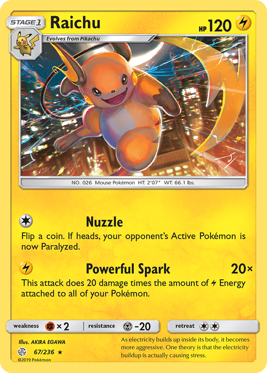 Raichu 67/236 Rare | Cosmic Eclipse | Pokemon Card
