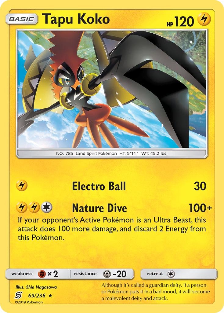 Tapu Koko 69/236 Rare Holo | Unified Minds | Pokemon Card