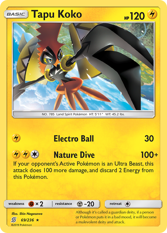Tapu Koko 69/236 Rare Holo | Unified Minds | Pokemon Card
