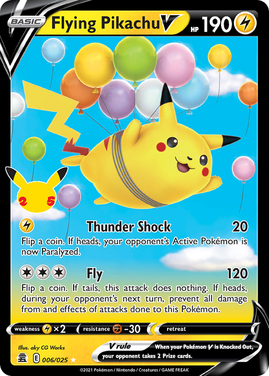 Flying Pikachu V 6/25 Rare Holo V | Celebrations | Pokemon Card