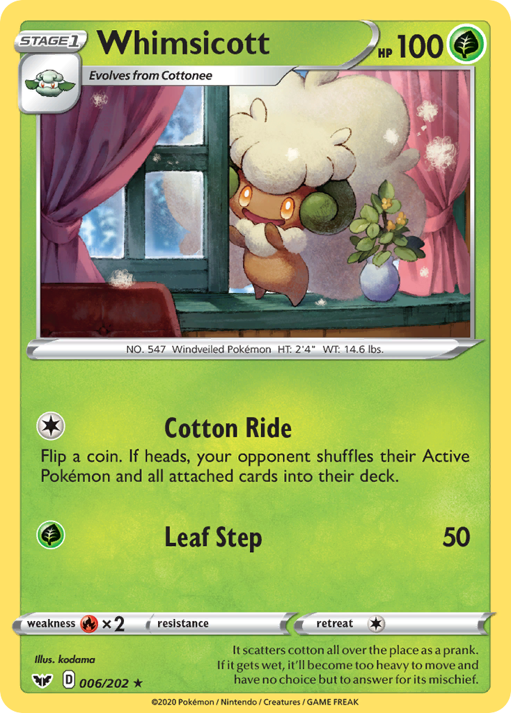 Whimsicott 6/202 Rare | Sword & Shield | Pokemon Card