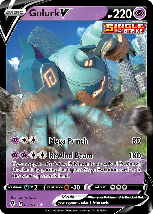 Golurk V 70/203 Rare Holo V | Evolving Skies | Pokemon Card