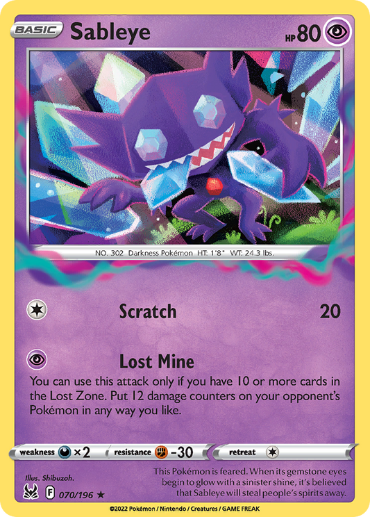 Sableye 70/196 Rare Holo | Lost Origin | Pokemon Card