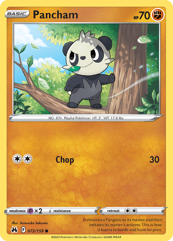 Pancham 72/159 Common | Crown Zenith | Pokemon Card