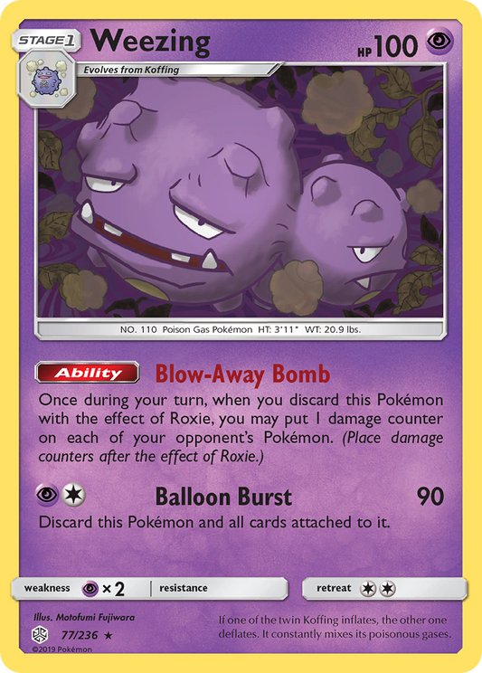 Weezing 77/236 Rare | Cosmic Eclipse | Pokemon Card