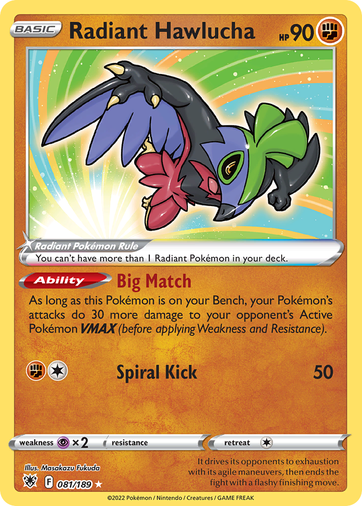 Radiant Hawlucha 81/189 Radiant Rare | Astral Radiance | Pokemon Card