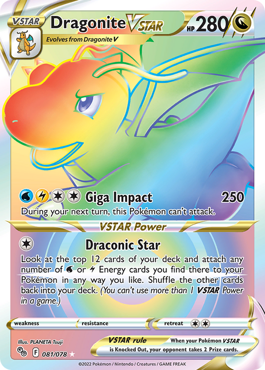 Dragonite VSTAR 81/78 Rare Rainbow | Pokémon GO | Pokemon Card