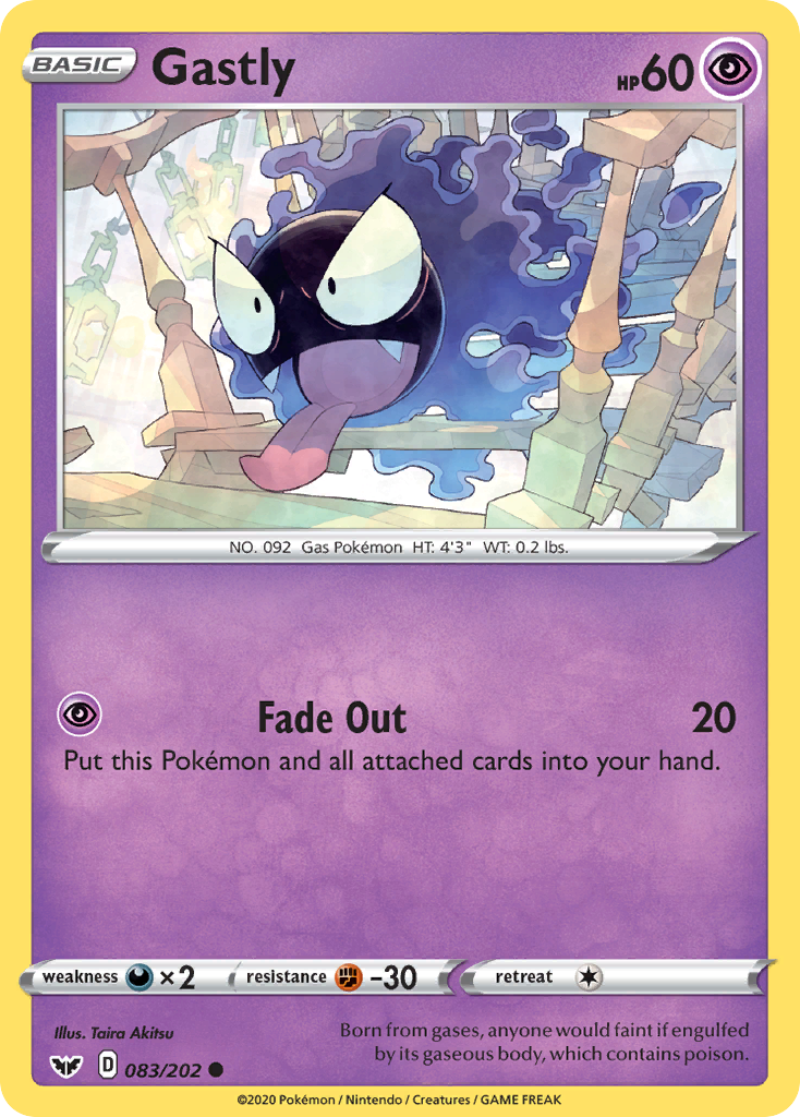 Gastly 83/202 Common | Sword & Shield | Pokemon Card