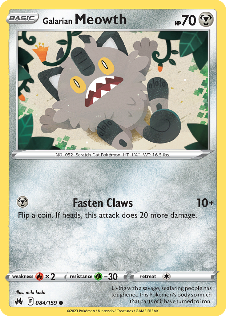 Galarian Meowth 84/159 Common | Crown Zenith | Pokemon Card
