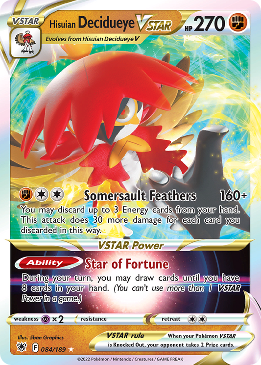 Hisuian Decidueye VSTAR 84/189 Rare Holo VSTAR | Astral Radiance | Pokemon Card