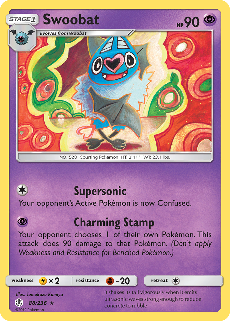 Swoobat 88/236 Rare | Cosmic Eclipse | Pokemon Card
