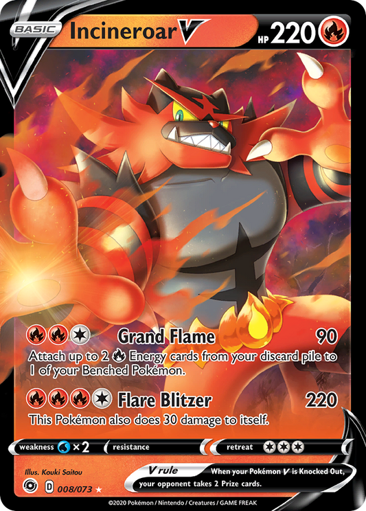 Incineroar V 8/73 Rare Holo V | Champion's Path | Pokemon Card