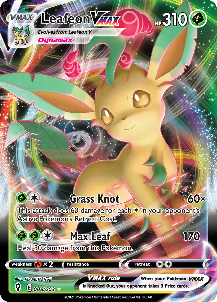 Leafeon VMAX 8/203 Rare Holo VMAX | Evolving Skies | Pokemon Card