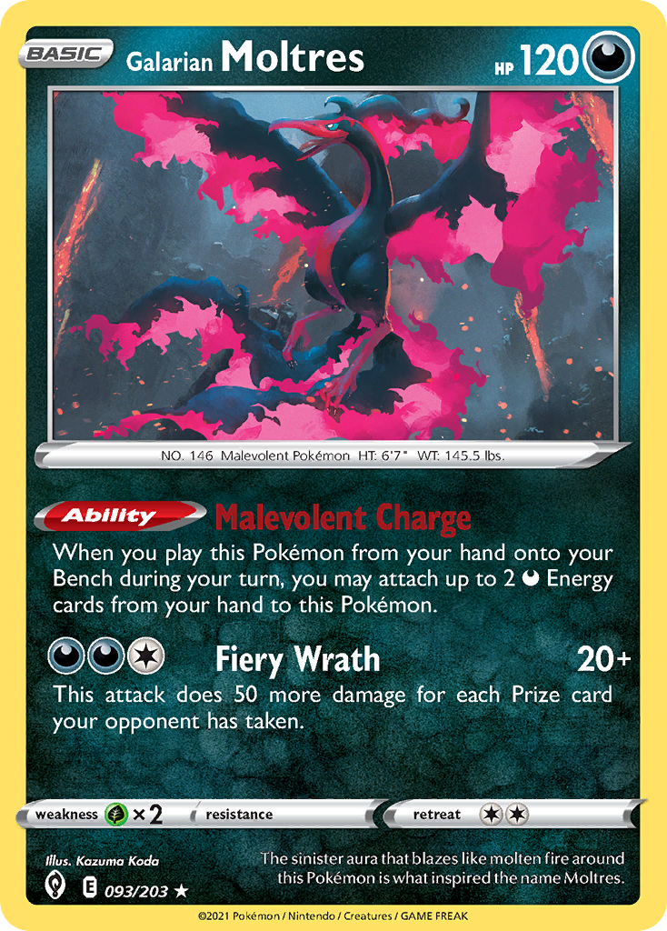 Galarian Moltres 93/203 Rare Holo | Evolving Skies | Pokemon Card