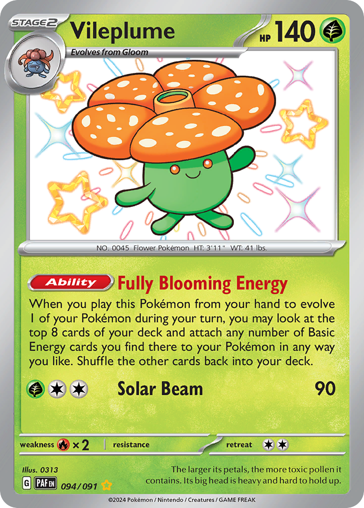 Vileplume 94/91 Shiny Rare | Paldean Fates | Pokemon Card