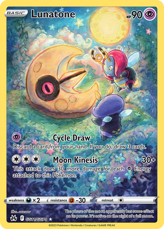 Lunatone GG11/70 Trainer Gallery Rare Holo | Crown Zenith Galarian Gallery | Pokemon Card