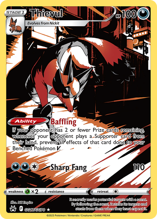 Thievul GG17/70 Trainer Gallery Rare Holo | Crown Zenith Galarian Gallery | Pokemon Card