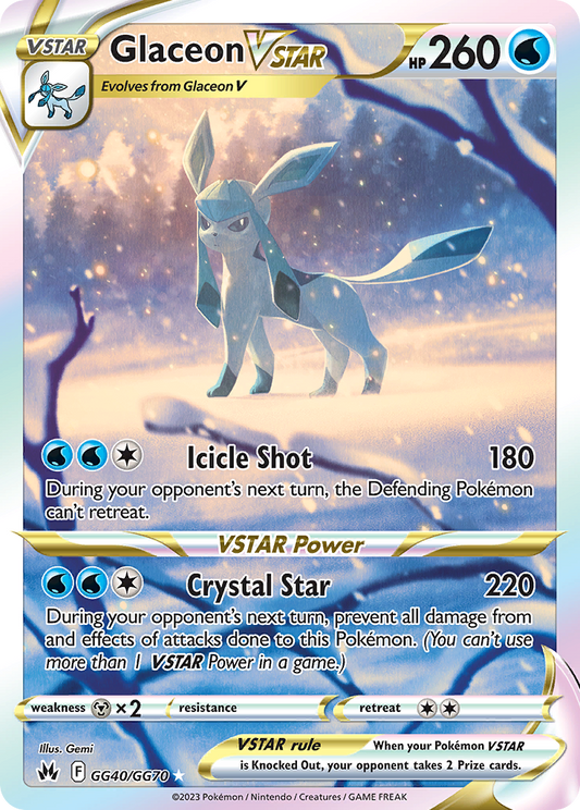Glaceon VSTAR GG40/70 Rare Holo VSTAR | Crown Zenith Galarian Gallery | Pokemon Card