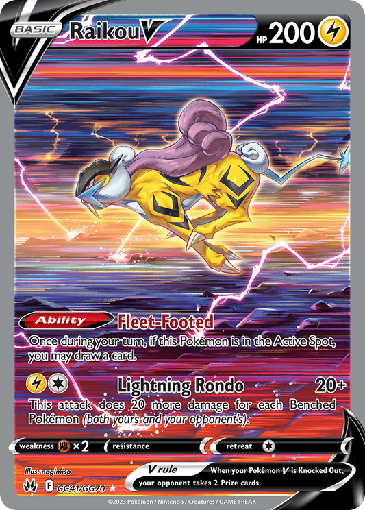 Raikou V GG41/70 Rare Holo V | Crown Zenith Galarian Gallery | Pokemon Card