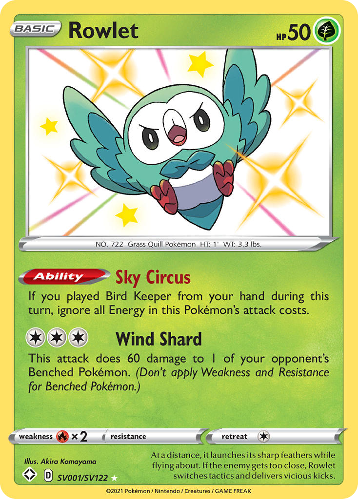 Rowlet SV001/122 Rare Shiny | Shining Fates Shiny Vault | Pokemon Card