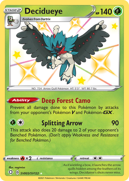Decidueye SV003/122 Rare Shiny | Shining Fates Shiny Vault | Pokemon Card