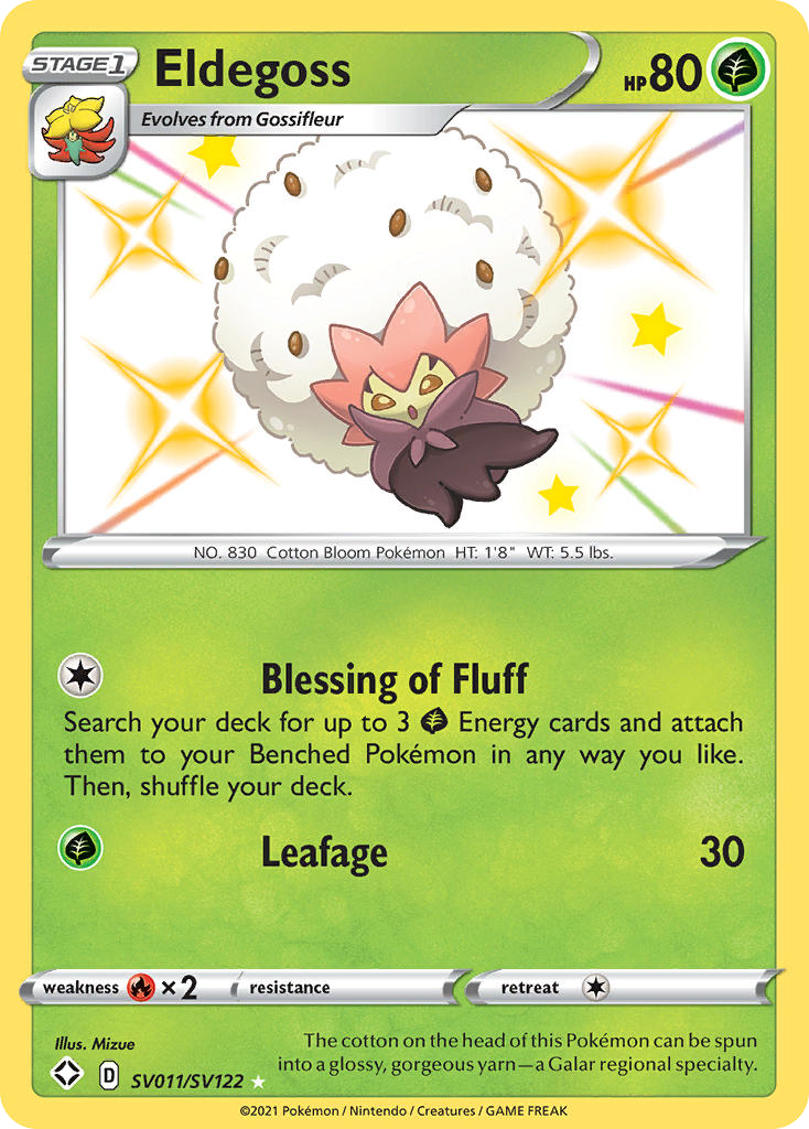Eldegoss SV011/122 Rare Shiny | Shining Fates Shiny Vault | Pokemon Card