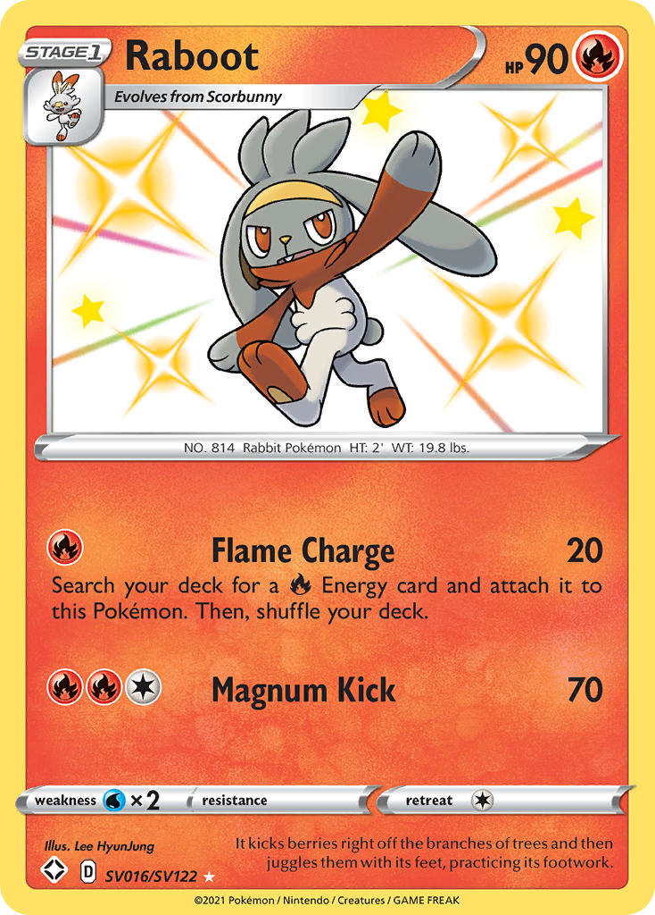 Raboot SV016/122 Rare Shiny | Shining Fates Shiny Vault | Pokemon Card