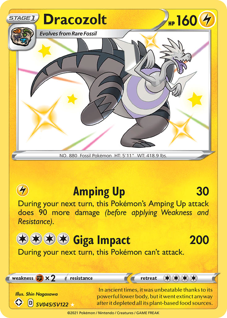 Dracozolt SV045/122 Rare Shiny | Shining Fates Shiny Vault | Pokemon Card