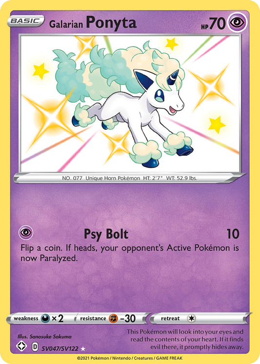 Galarian Ponyta SV047/122 Rare Shiny | Shining Fates Shiny Vault | Pokemon Card