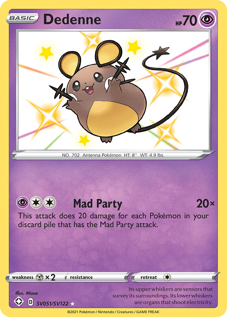 Dedenne SV051/122 Rare Shiny | Shining Fates Shiny Vault | Pokemon Card