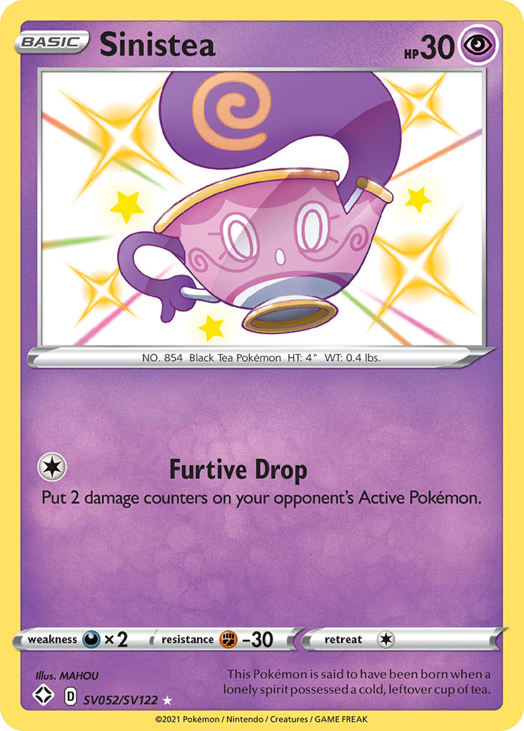 Sinistea SV052/122 Rare Shiny | Shining Fates Shiny Vault | Pokemon Card