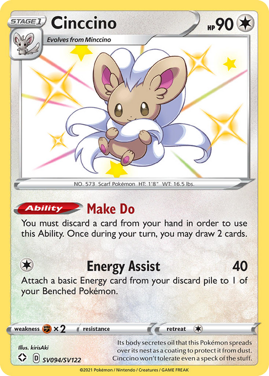Cinccino SV094/122 Rare Shiny | Shining Fates Shiny Vault | Pokemon Card