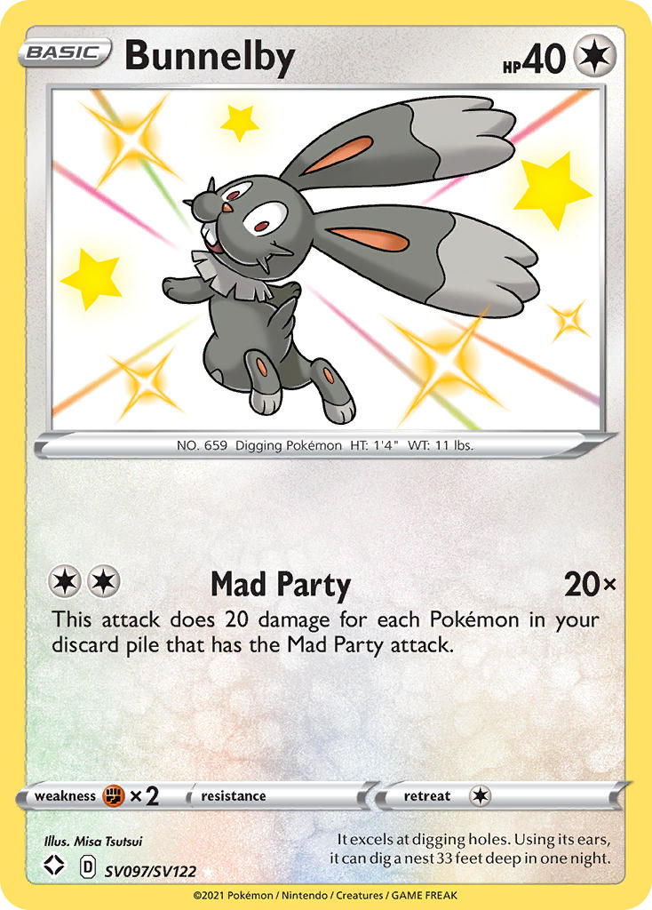 Bunnelby SV097/122 Rare Shiny | Shining Fates Shiny Vault | Pokemon Card