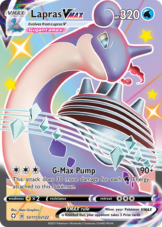 Lapras VMAX SV111/122 Rare Holo VMAX | Shining Fates Shiny Vault | Pokemon Card