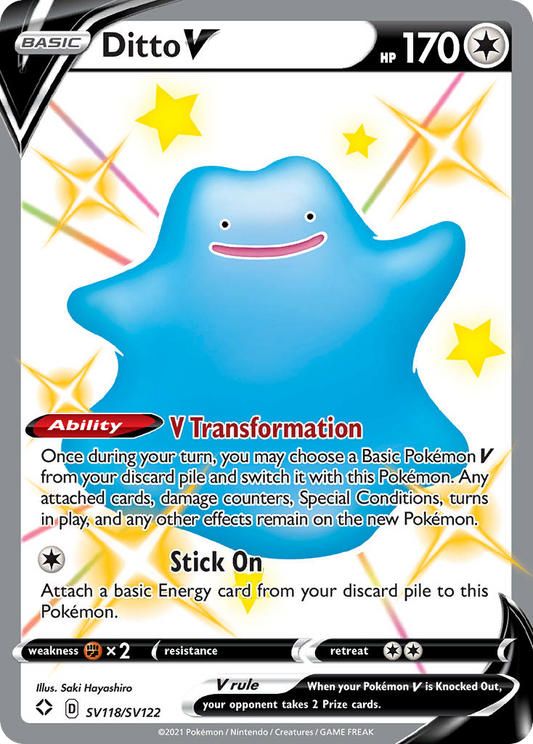 Ditto V SV118/122 Rare Holo V | Shining Fates Shiny Vault | Pokemon Card