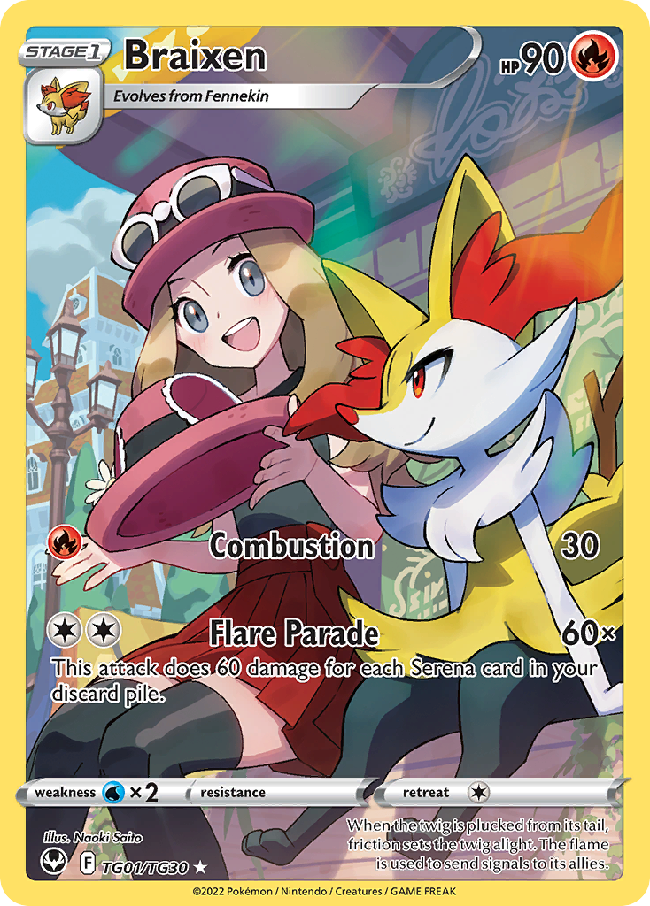 Braixen TG01/30 Trainer Gallery Rare Holo | Silver Tempest Trainer Gallery | Pokemon Card