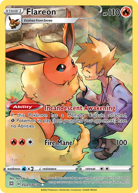 Flareon TG01/30 Trainer Gallery Rare Holo | Brilliant Stars Trainer Gallery | Pokemon Card