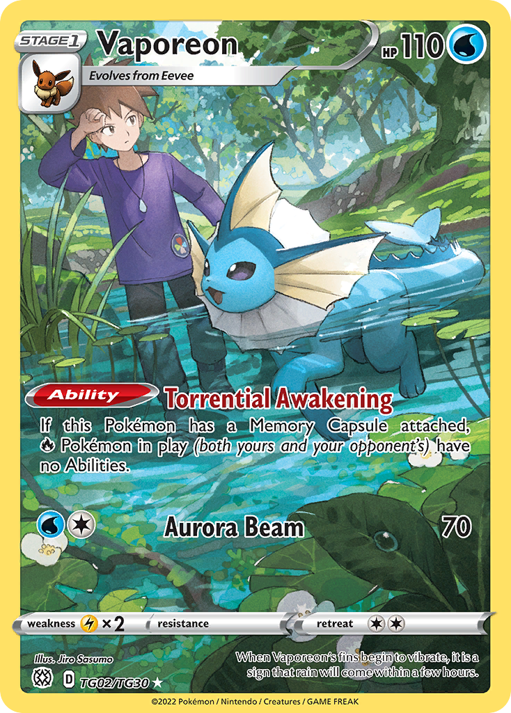 Vaporeon TG02/30 Trainer Gallery Rare Holo | Brilliant Stars Trainer Gallery | Pokemon Card